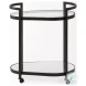 Eleonore Black Metal 2 Tier Glass Shelves Bar Cart