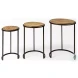 Glover Brown Wood And Metal Round Accent Table Set Of 3