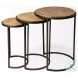 Glover Brown Wood And Metal Round Accent Table Set Of 3