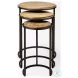 Glover Brown Wood And Metal Round Accent Table Set Of 3