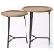 Helios Brown Solid Wood And Black Metal Occasional Table Set
