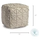 Leroy Cream Wool Square Pouf