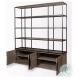 Braxton Light Brown Wood And Black Metal 4 Door Shelving Unit