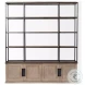 Braxton Light Brown Wood And Black Metal 4 Door Shelving Unit