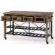 Stuart Brown Solid Wood Top Two Tier Black Metal Kitchen Island
