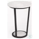 Bombola White Marble And Black Metal Small Accent Table