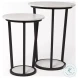 Bombola White Marble And Black Metal Small Accent Table