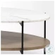 Larkin White Marble And Black Metal Oval Coffee Table with Brown Wood Shelf 