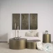 Eclipse Dark Brown Wood And Antique Brass Metal Drum Coffee Table