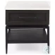 Divina White Marble And Black Metal 1 Drawer Side Table