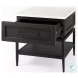 Divina White Marble And Black Metal 1 Drawer Side Table