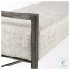 Charlotte Gray Herringbone Fabric Bench