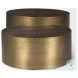 Eclipse Dark Brown Wood And Antique Brass Metal Drum Coffee Table