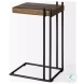 Maddox Brown Solid Wood And Black Metal C Shaped Side Table