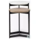 Larkin White Marble And Black Metal Oval Occasional Table Set with Brown Wood Shelf
