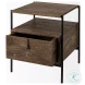 Glenn Dark Brown Wood And Black Iron Side Table
