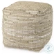Aalia Beige Leather And Jute Pouf