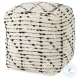 Aaohi Cream And Black Cotton Patterned Pouf