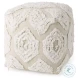 Ekanta Beige Patterned Cotton Pouf