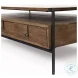 Glenn Dark Brown Wood And Black Iron Coffee Table