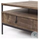 Glenn Dark Brown Wood And Black Iron Coffee Table