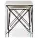 Lorlei White Marble And Gray Iron Legs Side Table