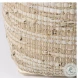 Aalia Beige Leather And Jute Pouf