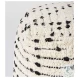 Aaohi Cream And Black Cotton Patterned Pouf