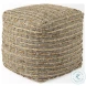 Binita Brown Hemp Wool and Cotton Pouf