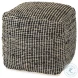 Aalia Gray Leather And Jute Pouf