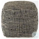 Aalia Gray Leather And Jute Pouf