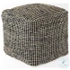 Aalia Gray Leather And Jute Pouf