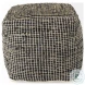 Aalia Gray Leather And Jute Pouf