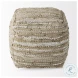 Aadhya Silver Leather And Cotton Pouf