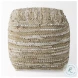 Aadhya Silver Leather And Cotton Pouf