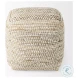 Ekani Beige Cotton Pouf