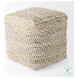 Ekani Beige Cotton Pouf