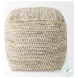 Ekani Beige Cotton Pouf