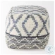 Eshana Cream Wool and Denim Patterned Pouf