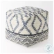 Eshana Cream Wool and Denim Patterned Pouf
