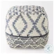 Eshana Cream Wool and Denim Patterned Pouf
