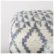 Eshana Cream Wool and Denim Patterned Pouf