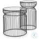 Shani Glass Top And Black Metal Accent Table Set Of 2