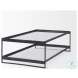 Trey Glass And Black Metal Rectangular Coffee Table