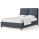 Pure Maple Syrup and Navy Tweed Performance Fabric Queen Upholstered Panel Bed