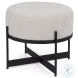 Amelia Cream Boucle And Black Metal Pouf