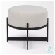 Amelia Cream Boucle And Black Metal Pouf