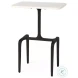 White White Marble And Black IronAccent Table