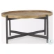 Marquisa Light Brown Wood And Black Metal Small Coffee Table