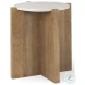 Bianca White Marble And Light Brown Wood Accent Table